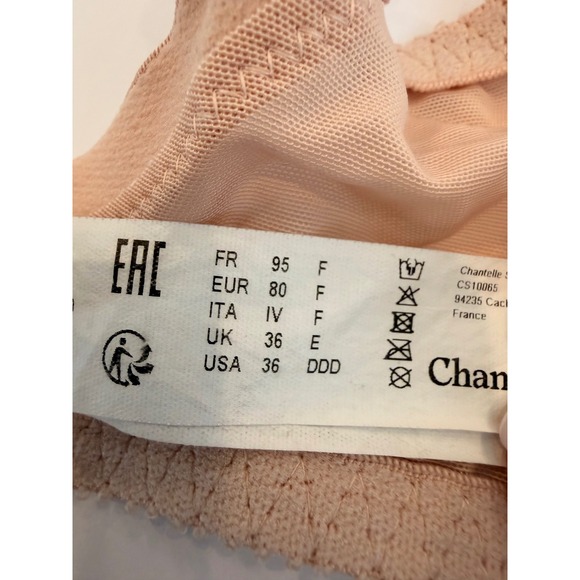 Chantelle 36DDD Full Support Lace Trim Balconette Bra Nude Adjustable Straps - Picture 3 of 5